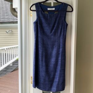 Trina Turk Navy Blue Textured Sheath Dress